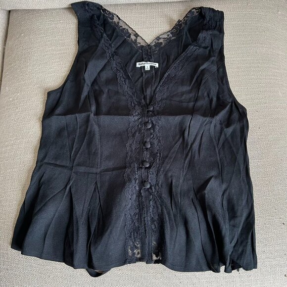 BEST Reformation Cristina Lace Top Sz6 Black Lace French Vest Must Have - Picture 5 of 10